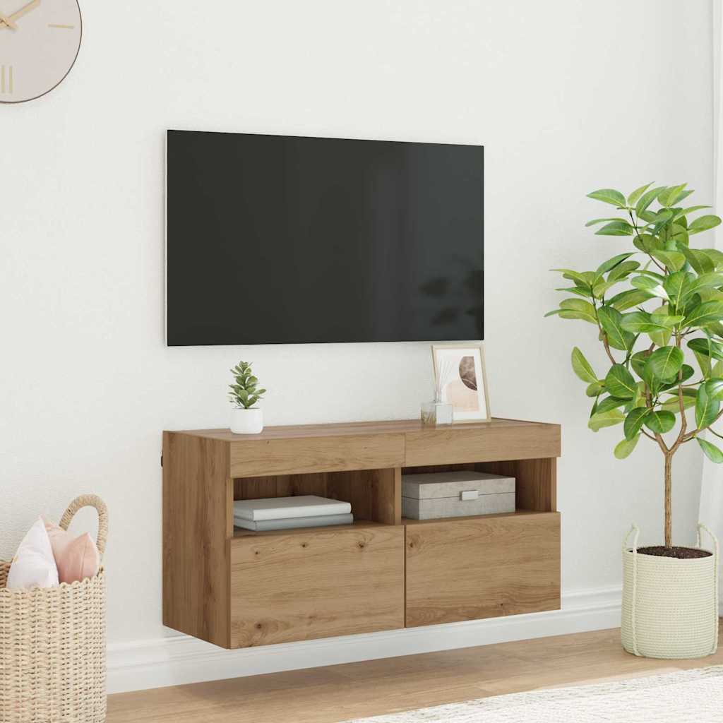 Mobile TV da parete Rovere artigianale 80 x 30 x 40 cm