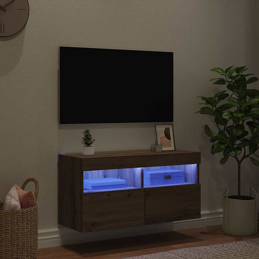 Mobile TV da parete Rovere artigianale 80 x 30 x 40 cm