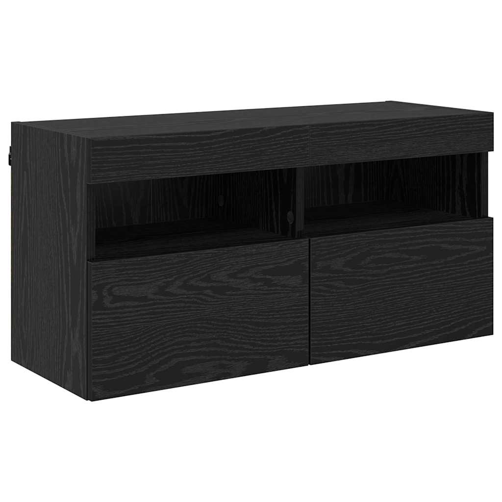 Mobile TV da parete Rovere Nero 80 x 30 x 40 cm