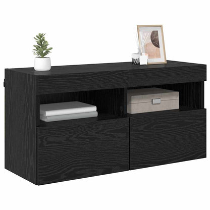 Mobile TV da parete Rovere Nero 80 x 30 x 40 cm