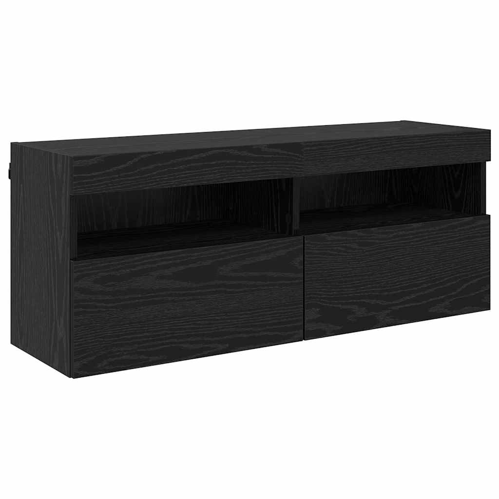 Mobile TV da parete Rovere Nero 100 x 30 x 40 cm