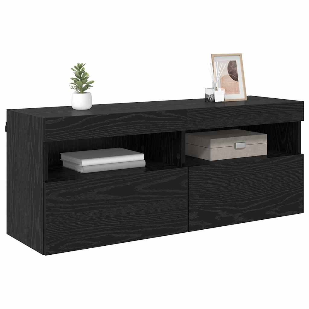 Mobile TV da parete Rovere Nero 100 x 30 x 40 cm