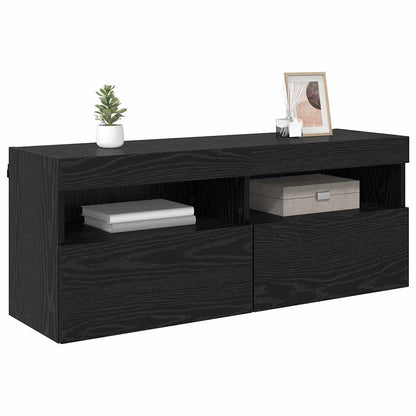 Mobile TV da parete Rovere Nero 100 x 30 x 40 cm