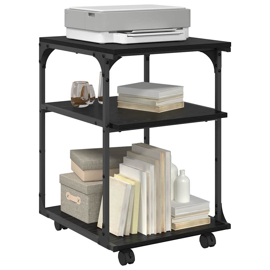 Supporto per Stampante Rovere Nero 43 x 48 x 64 cm