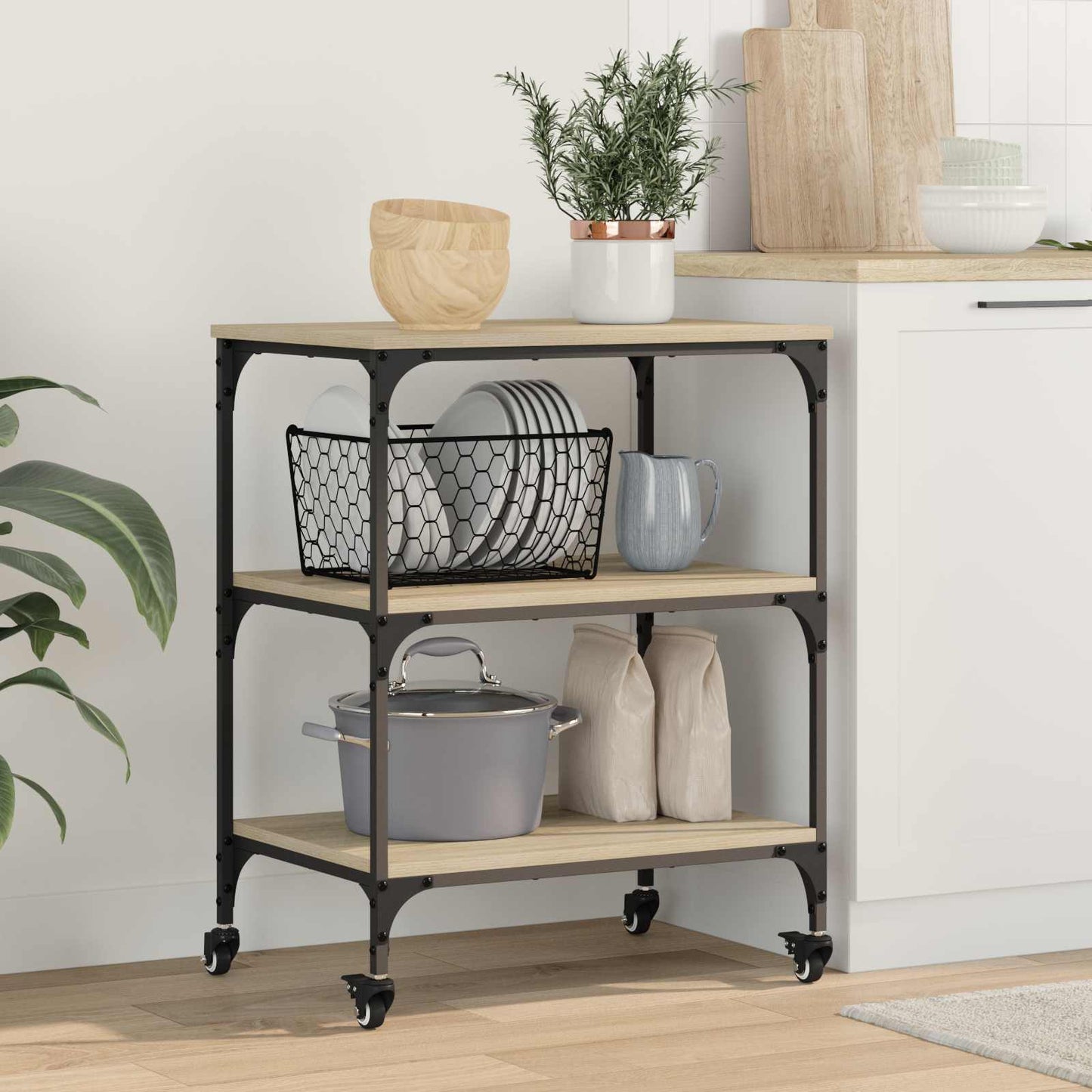 Carrello da Cucina Rovere Sonoma 60 x 41 x 76 cm