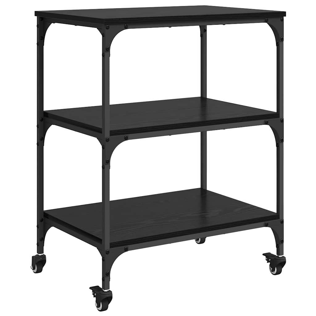 Carrello da Cucina Rovere Nero 60 x 41 x 76 cm