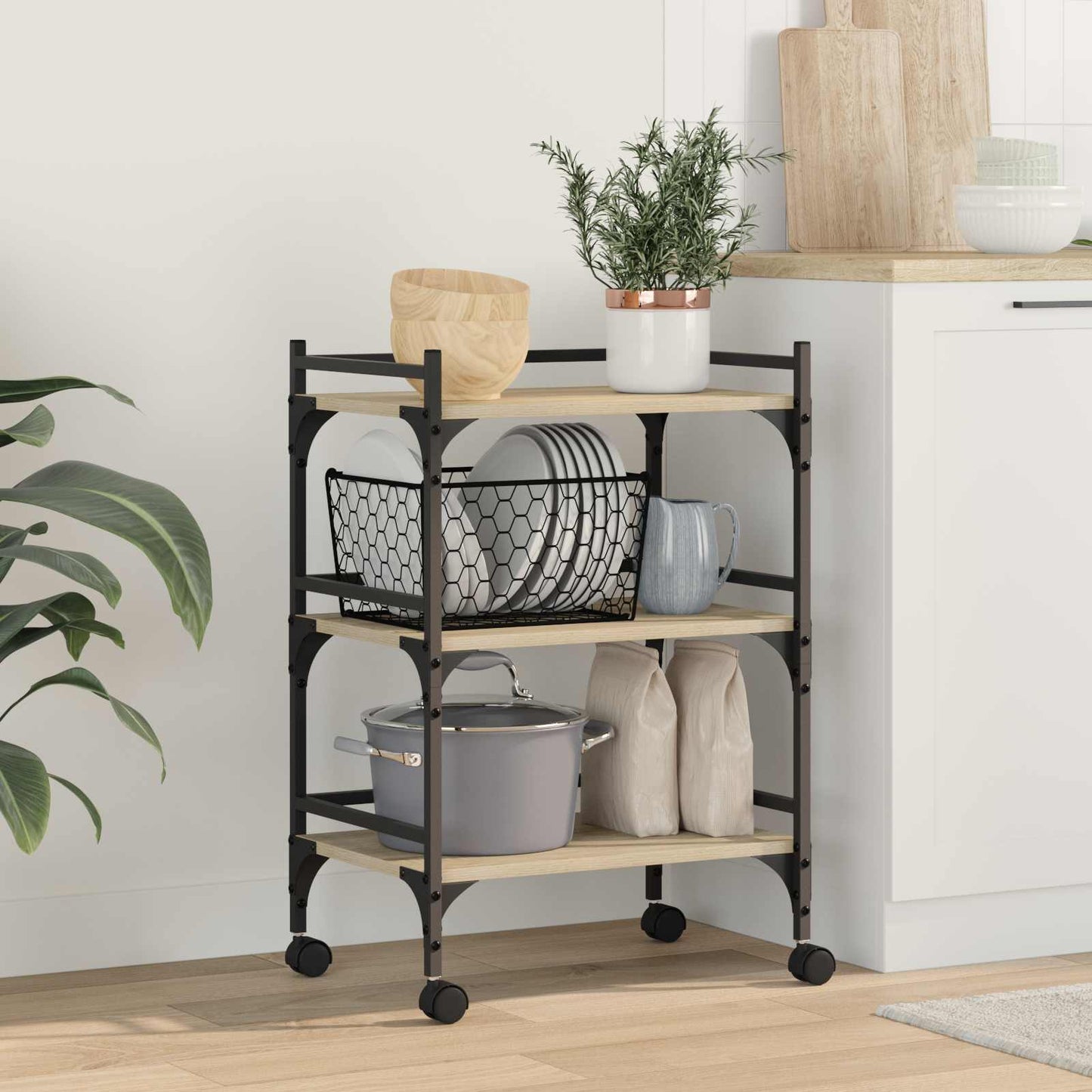 Carrello da Cucina Rovere Sonoma 50 x 35 x 75,5 cm