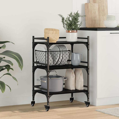 Carrello da Cucina Rovere Nero 50 x 35 x 75.5 cm
