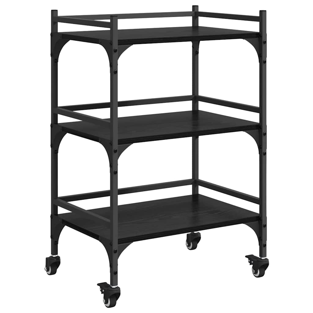 Carrello da Cucina Rovere Nero 50 x 35 x 75.5 cm