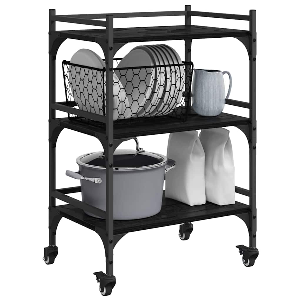 Carrello da Cucina Rovere Nero 50 x 35 x 75.5 cm