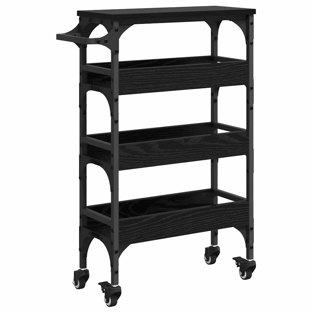 Carrello da Cucina Rovere Nero 53 x 20 x 76 cm