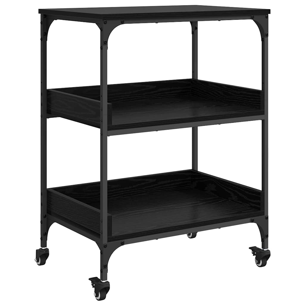 Carrello da Cucina Rovere Nero 60 x 41 x 80.5 cm