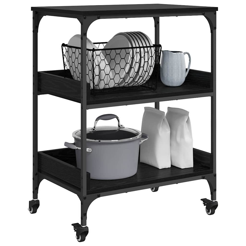 Carrello da Cucina Rovere Nero 60 x 41 x 80.5 cm