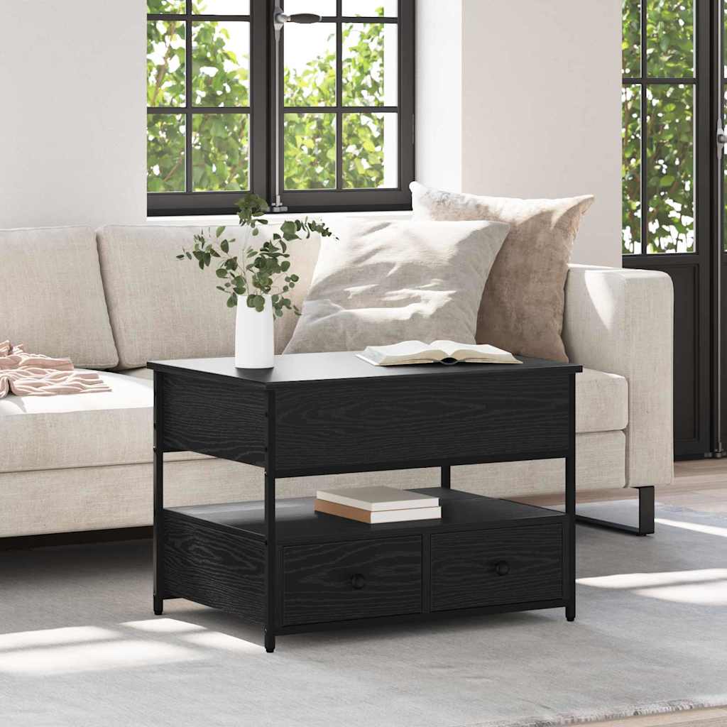 Tavolino da salotto con cassetto Rovere Nero 70 x 50 x 54.5 cm