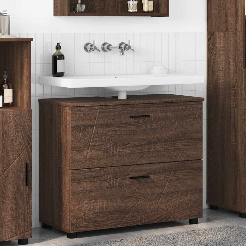 Mobile da Bagno con cassetto Rovere Marrone 76,5 x 35 x 64 cm