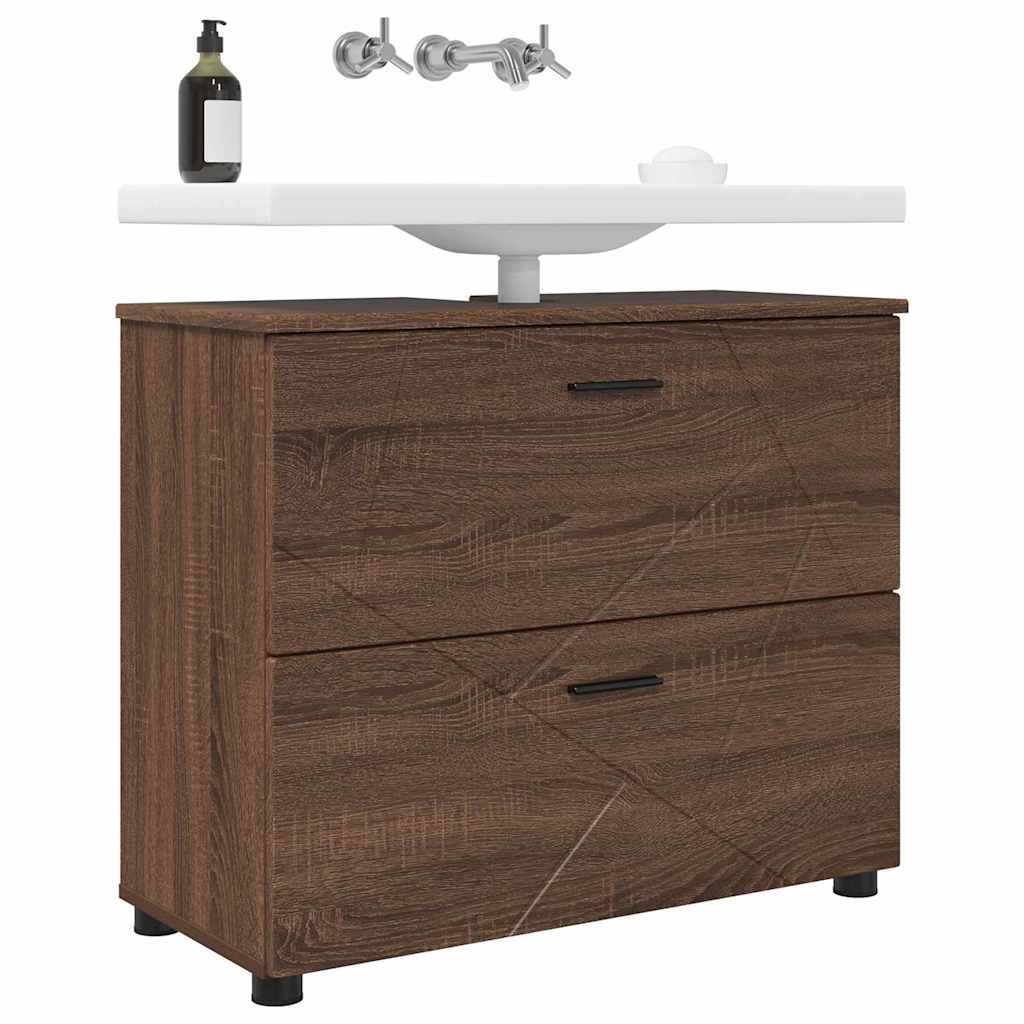 Mobile da Bagno con cassetto Rovere Marrone 76,5 x 35 x 64 cm