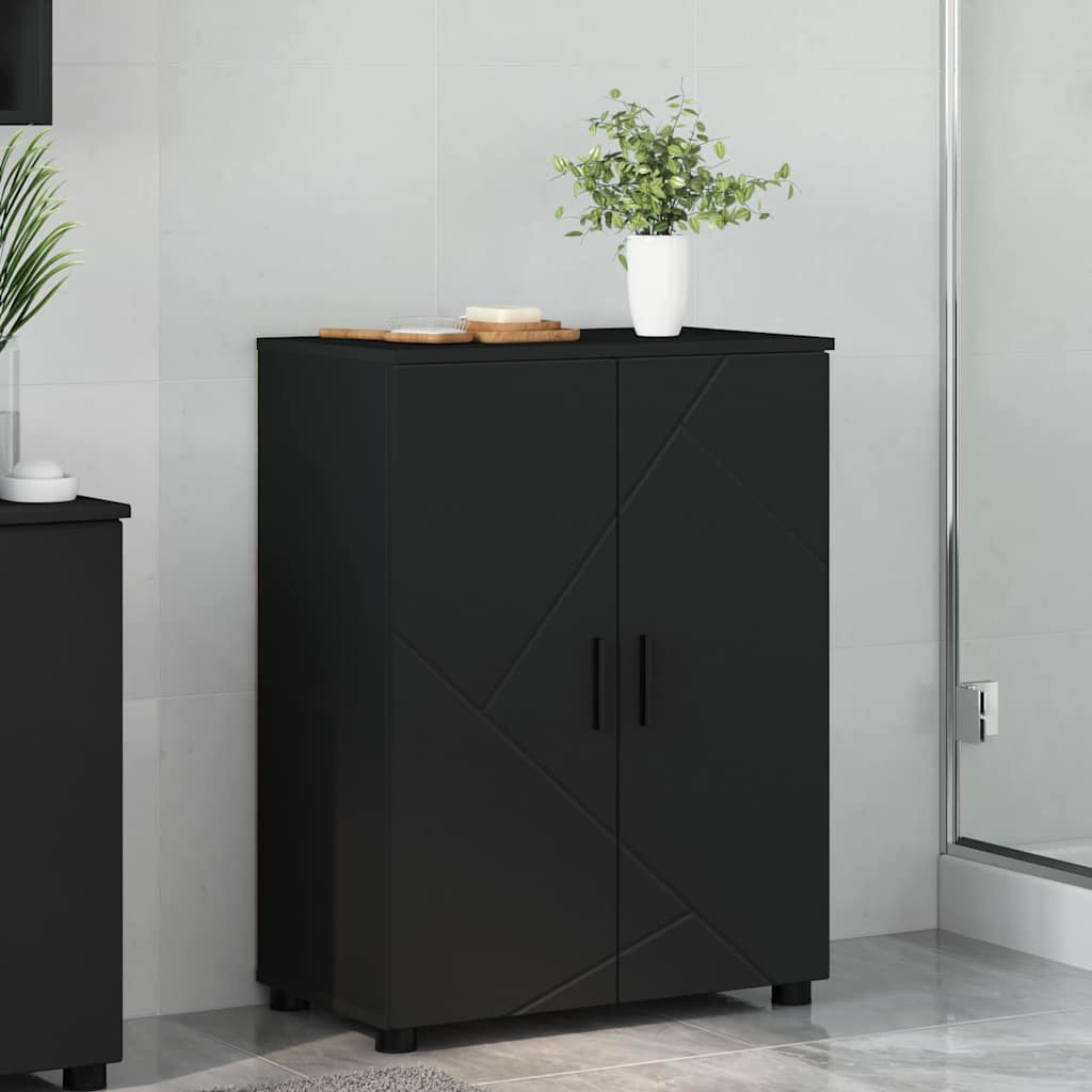Mobile da Bagno con archiviazione Nero 60 x 35 x 80 cm