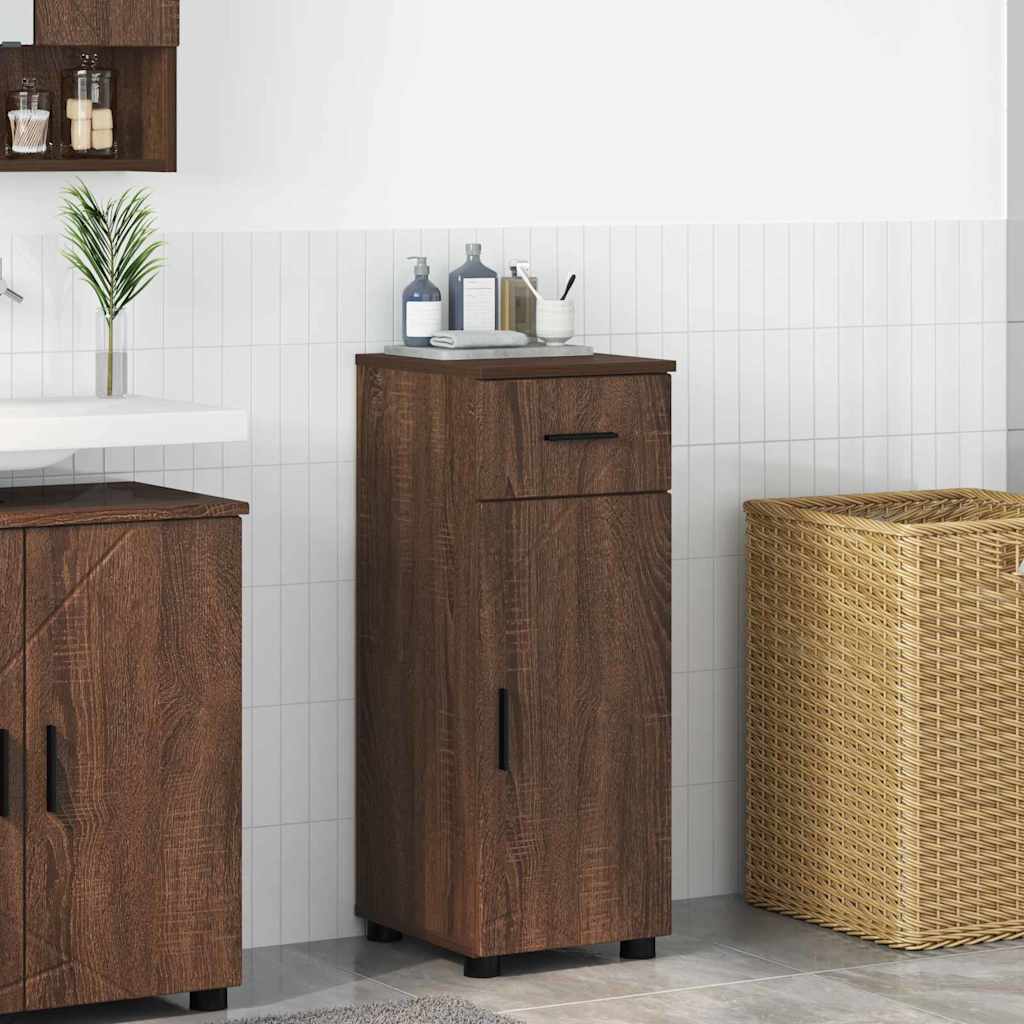 Mobile da Bagno con cassetto Rovere Marrone 30 x 35 x 80 cm