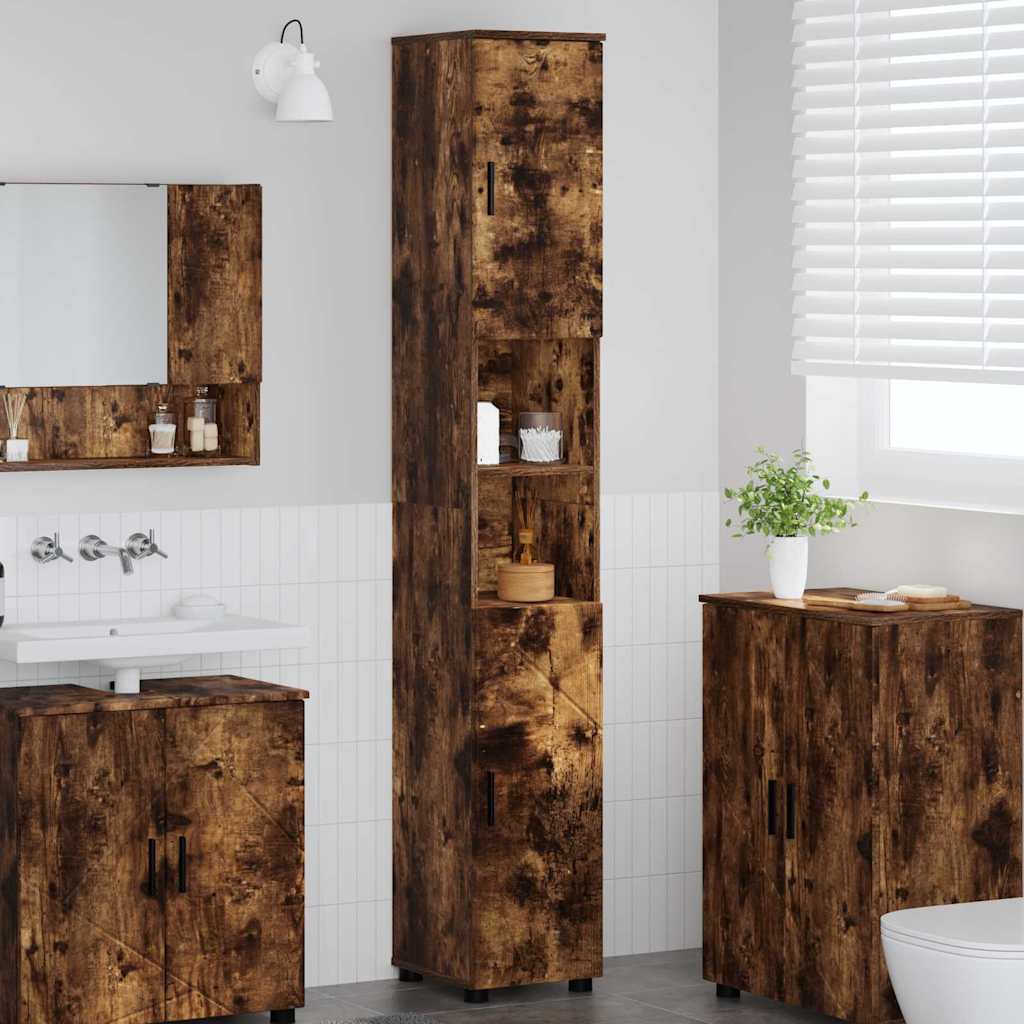 Mobile da Bagno con archiviazione Rovere fumÃ© 30 x 35 x 192 cm