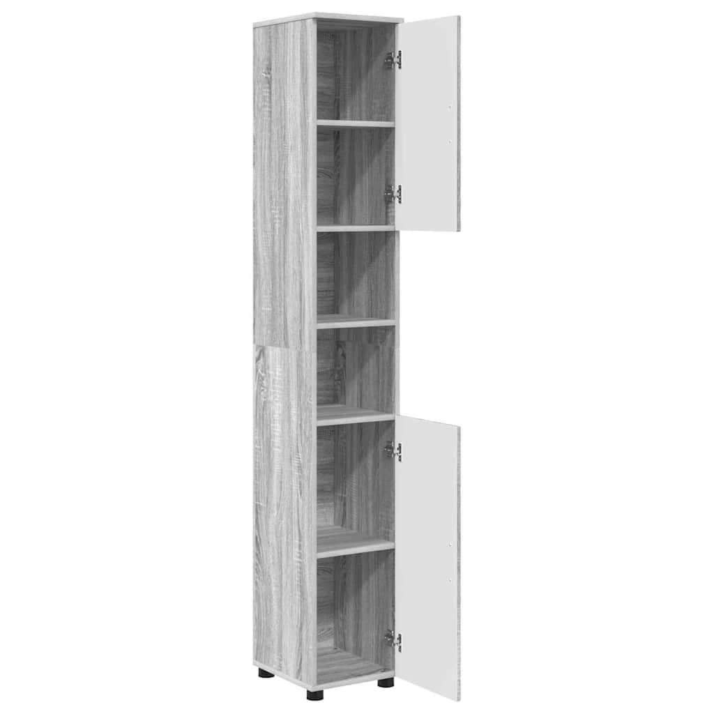 Mobile da Bagno con porta Grigio Sonoma 30 x 35 x 192 cm
