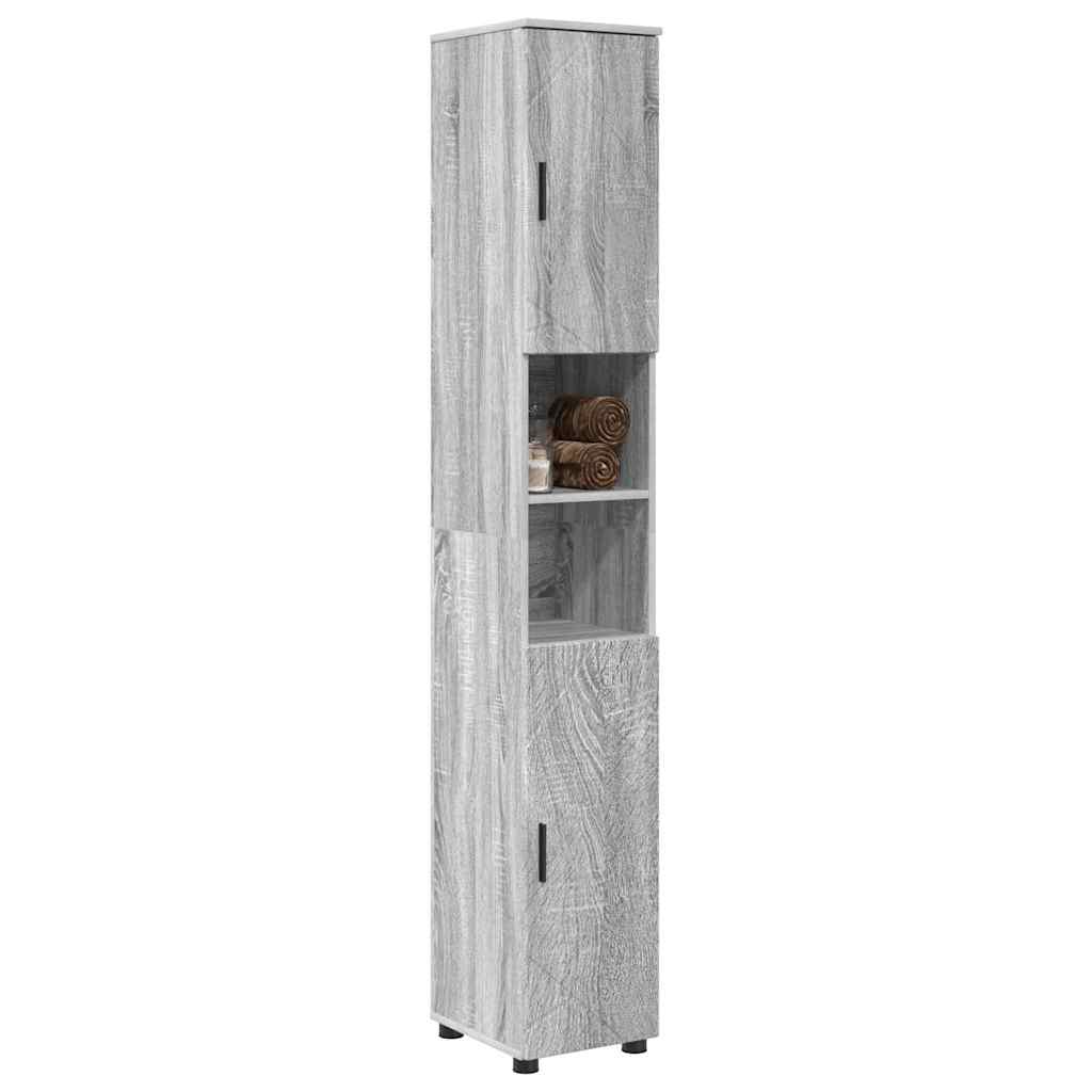 Mobile da Bagno con porta Grigio Sonoma 30 x 35 x 192 cm
