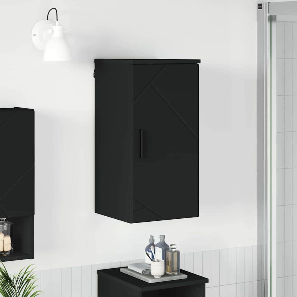 Mobile da Bagno Montaggio a parete Nero 30 x 31,5 x 61 cm
