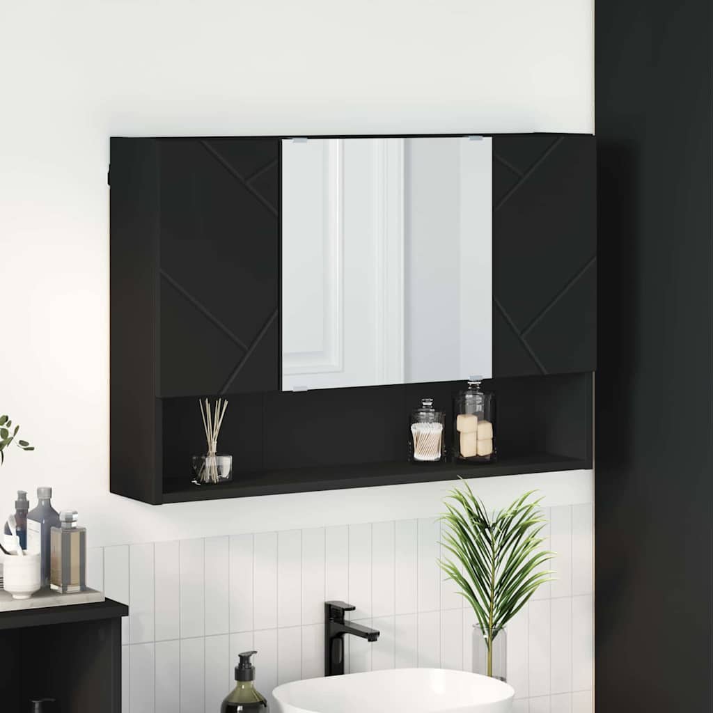 Mobiletto per specchio Nero 80 x 17 x 55 cm Legno multistrato