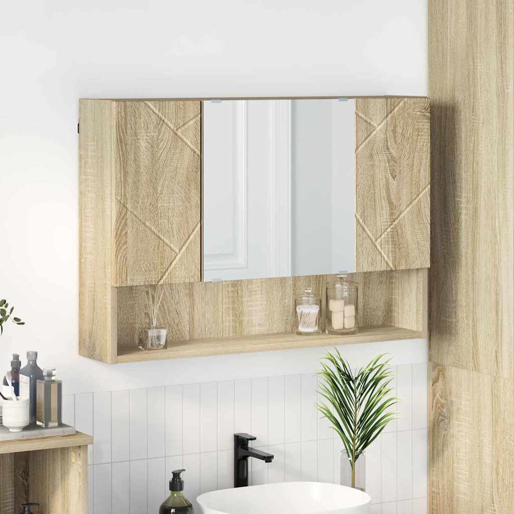 Mobiletto per specchio con porta Rovere Sonoma 80 x 17 x 55 cm