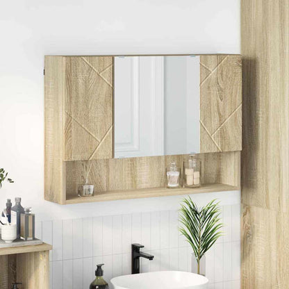 Mobiletto per specchio con porta Rovere Sonoma 80 x 17 x 55 cm