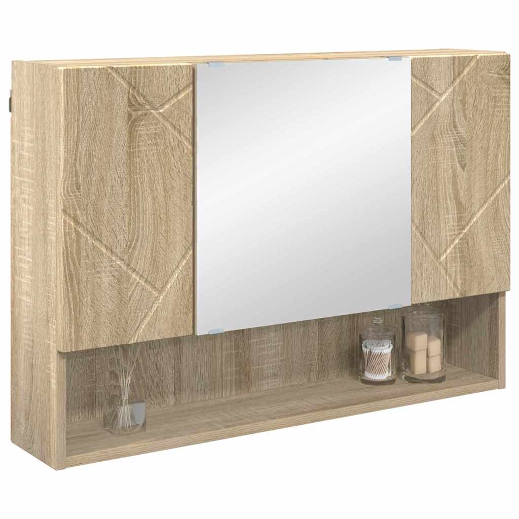Mobiletto per specchio con porta Rovere Sonoma 80 x 17 x 55 cm