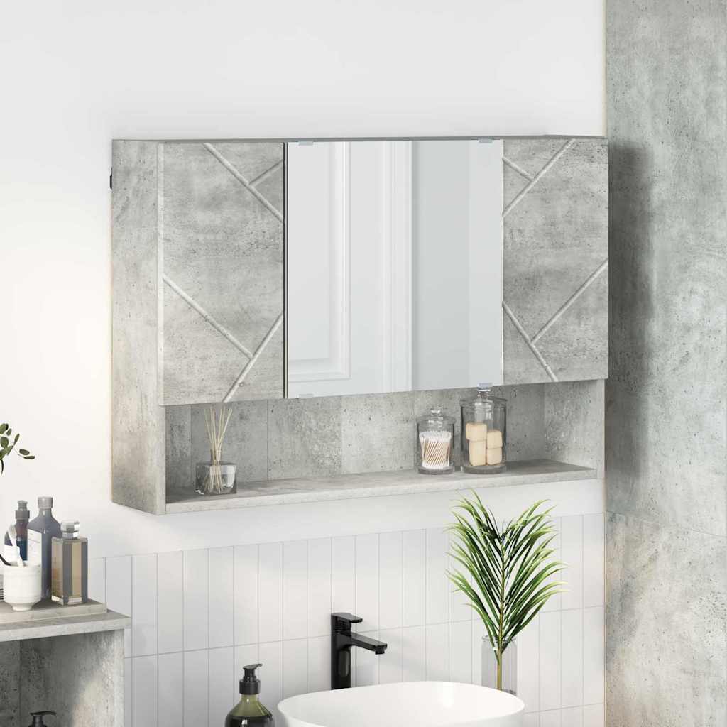 Mobiletto per specchio con porta Grigio cemento 80 x 17 x 55 cm