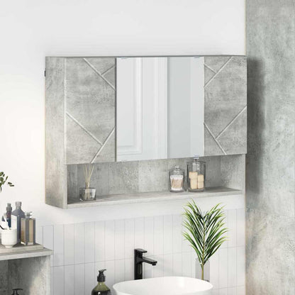 Mobiletto per specchio con porta Grigio cemento 80 x 17 x 55 cm