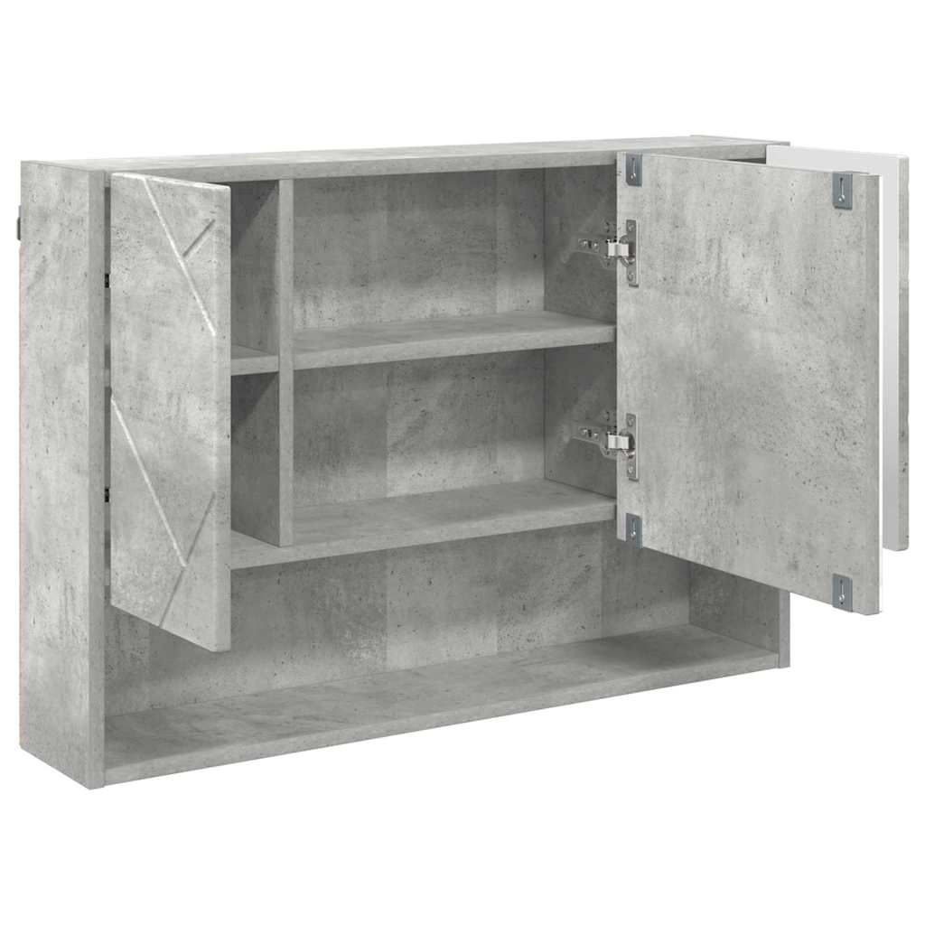 Mobiletto per specchio con porta Grigio cemento 80 x 17 x 55 cm
