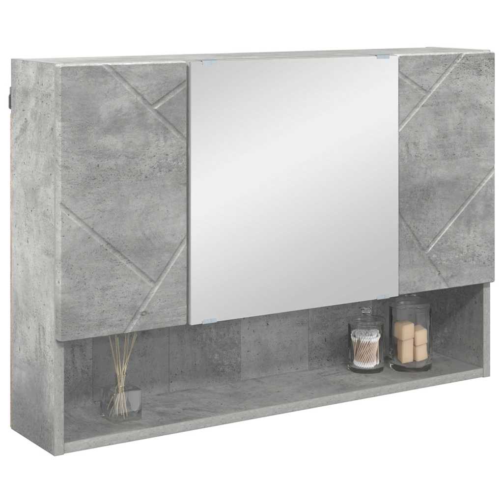 Mobiletto per specchio con porta Grigio cemento 80 x 17 x 55 cm