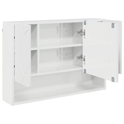 Mobiletto per specchio con porta Bianco Lucido 80 x 17 x 55 cm