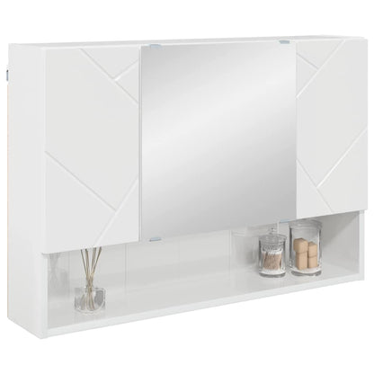 Mobiletto per specchio con porta Bianco Lucido 80 x 17 x 55 cm