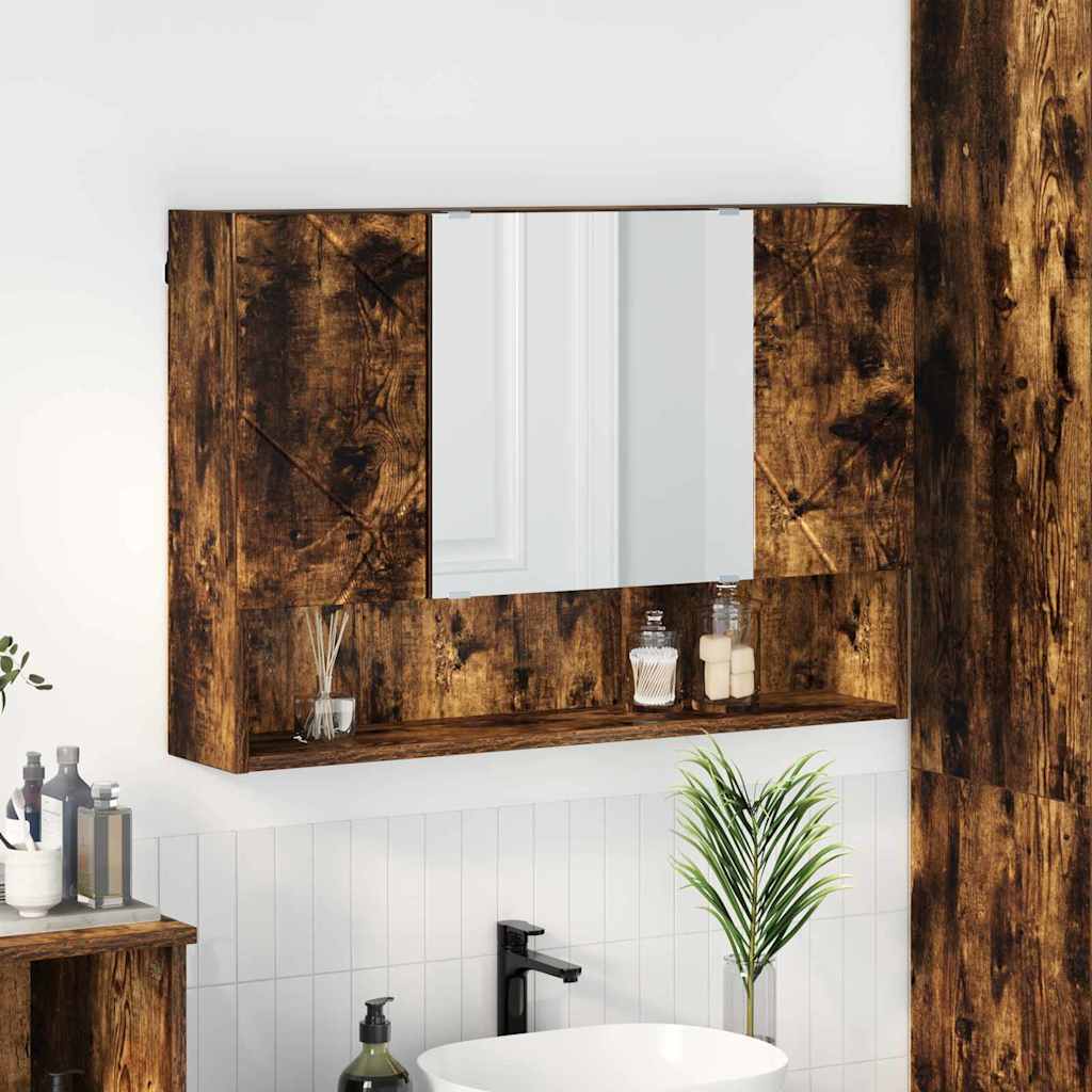 Mobiletto per specchio con porta Rovere fumÃ© 80 x 17 x 55 cm