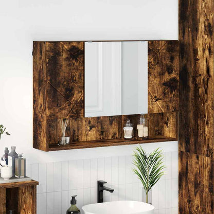 Mobiletto per specchio con porta Rovere fumÃ© 80 x 17 x 55 cm