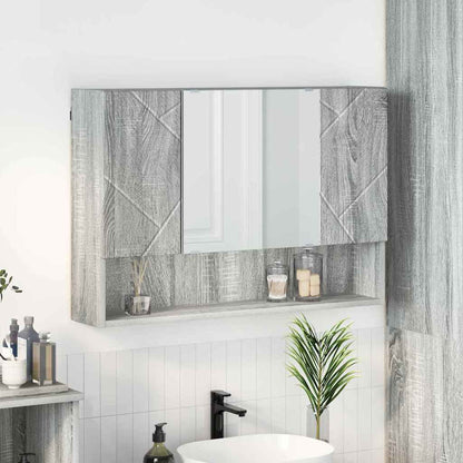 Mobiletto per specchio con porta Grigio Sonoma 80 x 17 x 55 cm