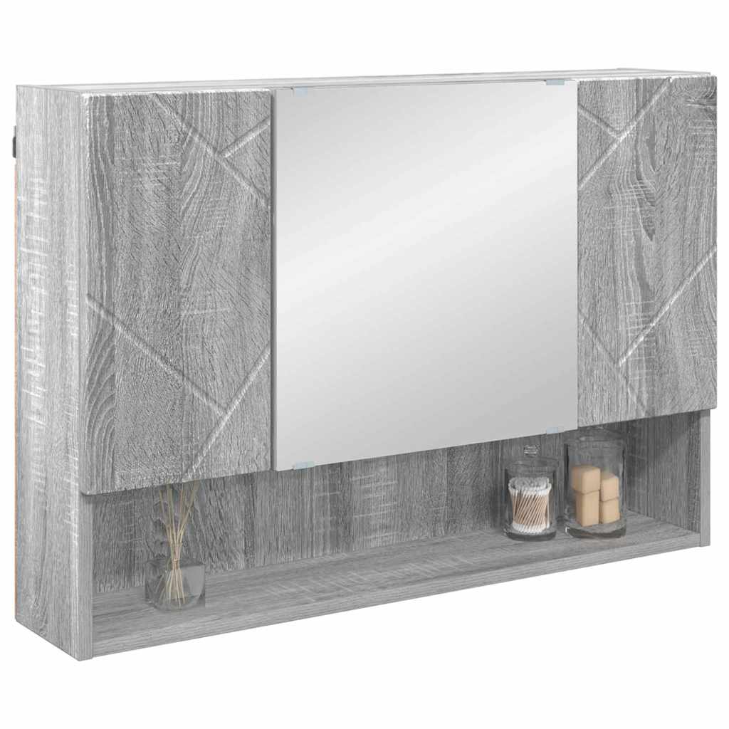 Mobiletto per specchio con porta Grigio Sonoma 80 x 17 x 55 cm