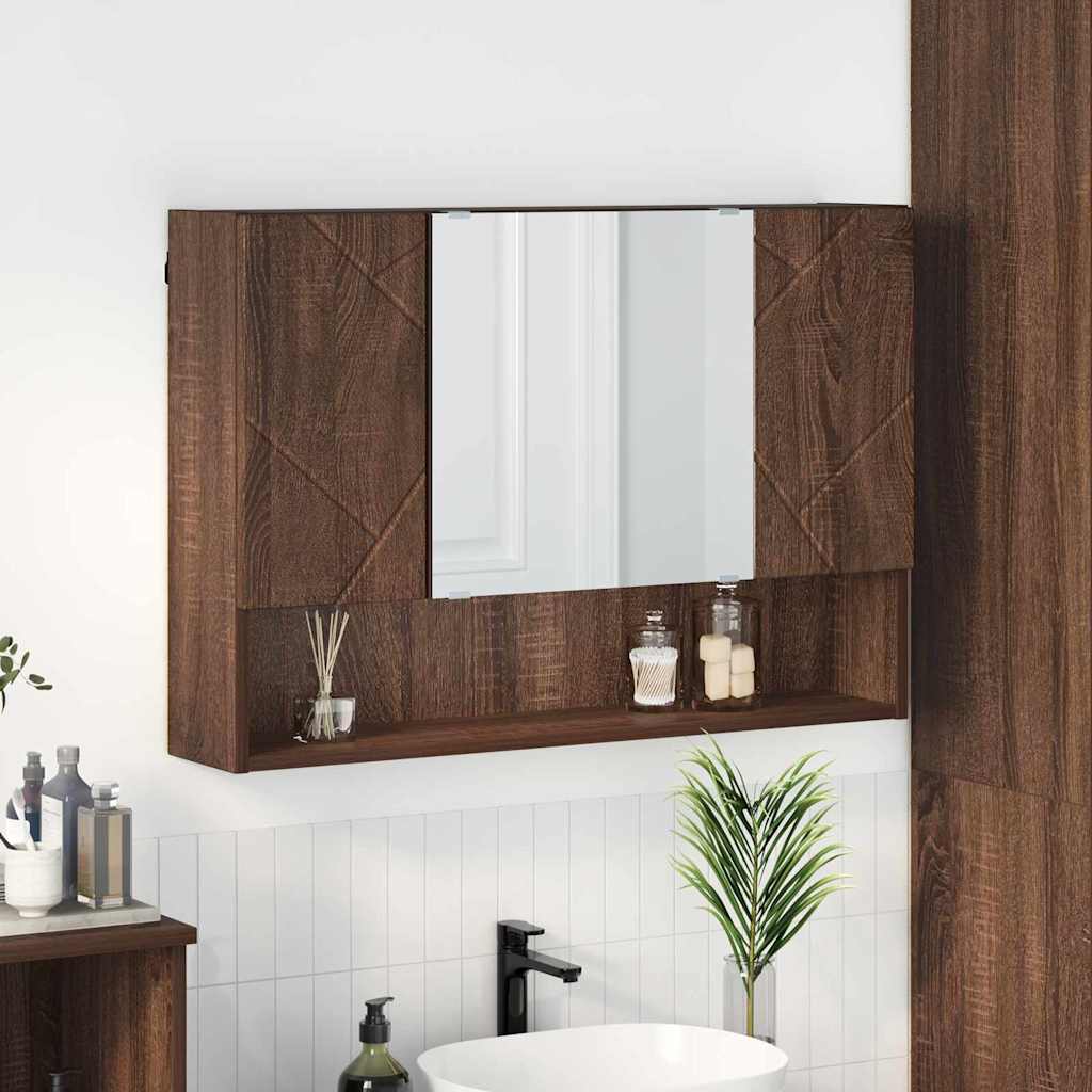Mobiletto per specchio con porta Rovere Marrone 80 x 17 x 55 cm