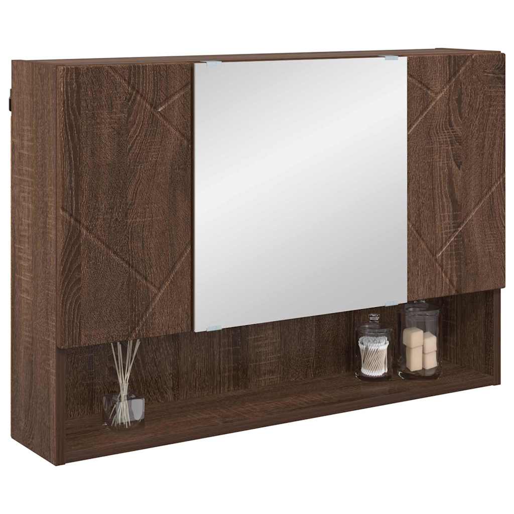 Mobiletto per specchio con porta Rovere Marrone 80 x 17 x 55 cm