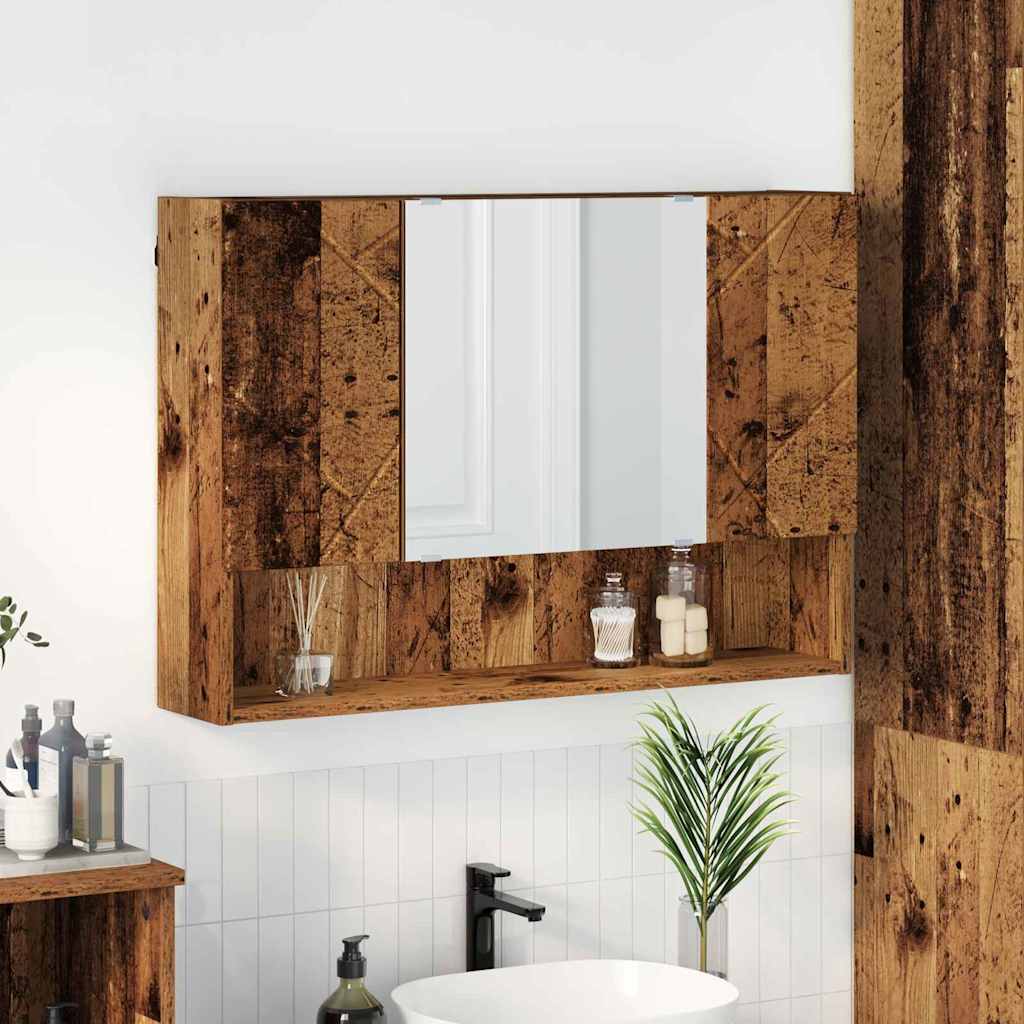 Mobiletto per specchio con porta Legno vecchio 80 x 17 x 55 cm