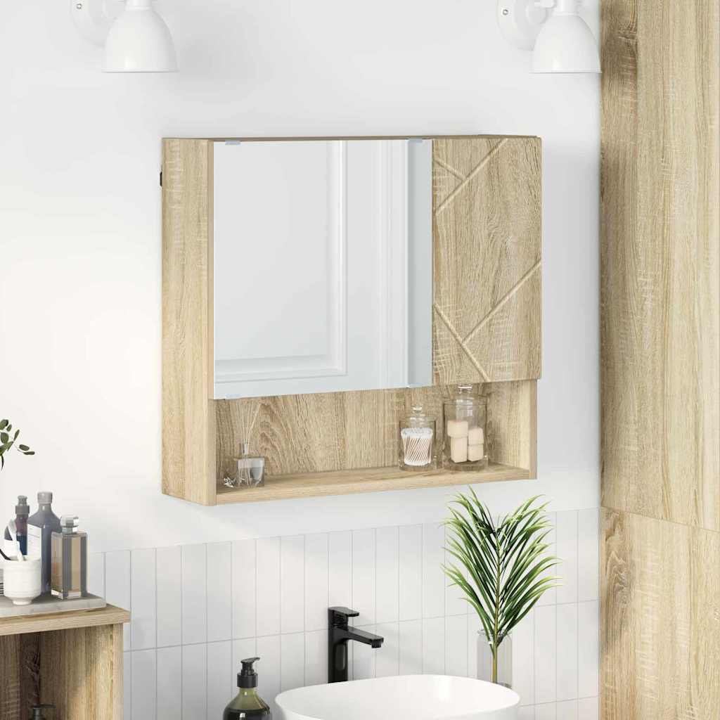 Mobiletto per specchio con porta Rovere Sonoma 59 x 17 x 55 cm