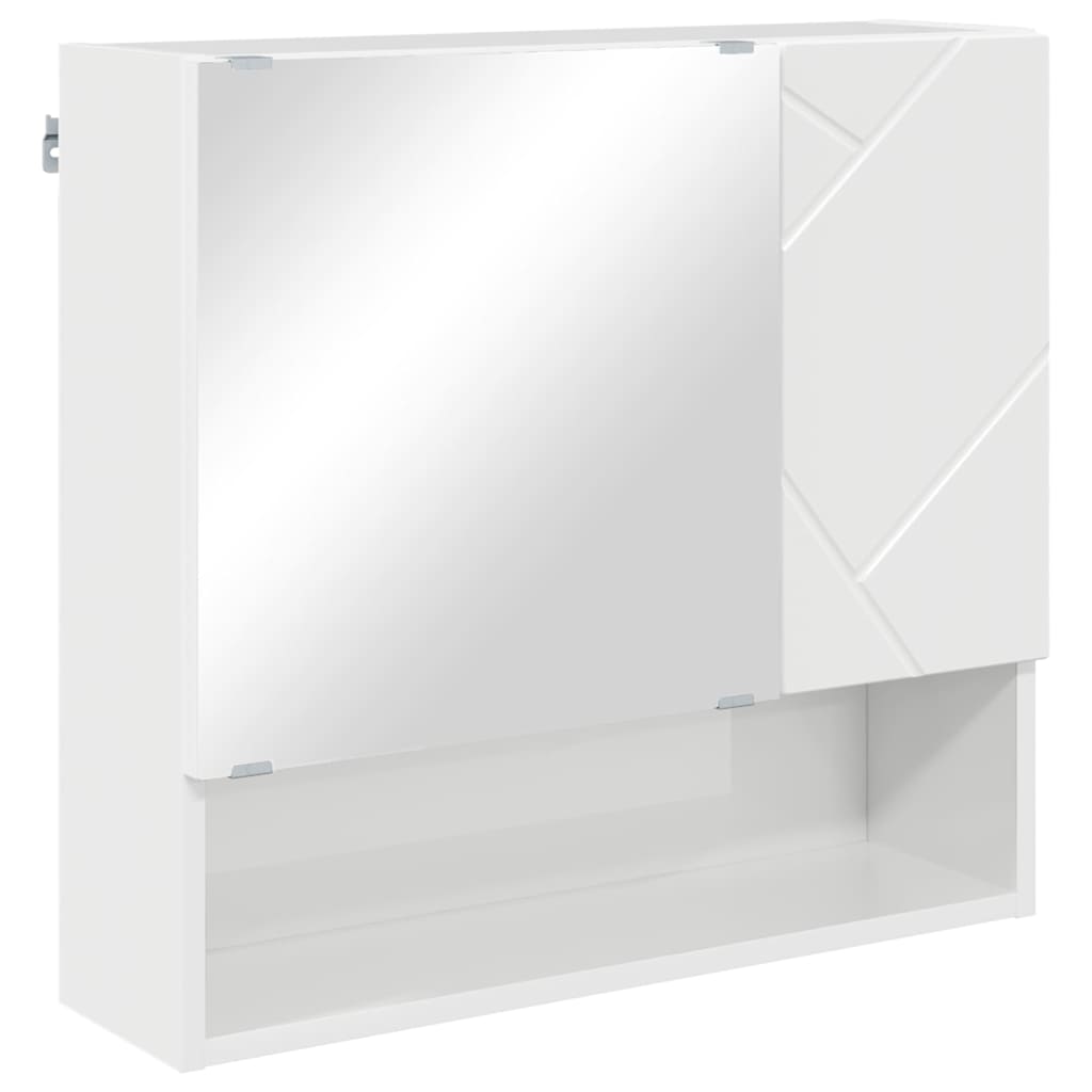 Mobiletto per specchio con porta Bianco Lucido 59 x 17 x 55 cm