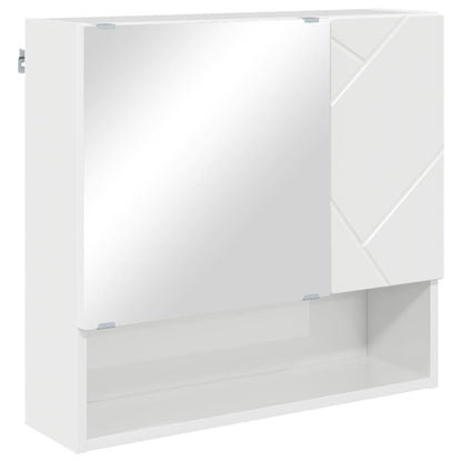 Mobiletto per specchio con porta Bianco Lucido 59 x 17 x 55 cm