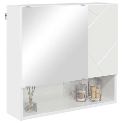 Mobiletto per specchio con porta Bianco Lucido 59 x 17 x 55 cm