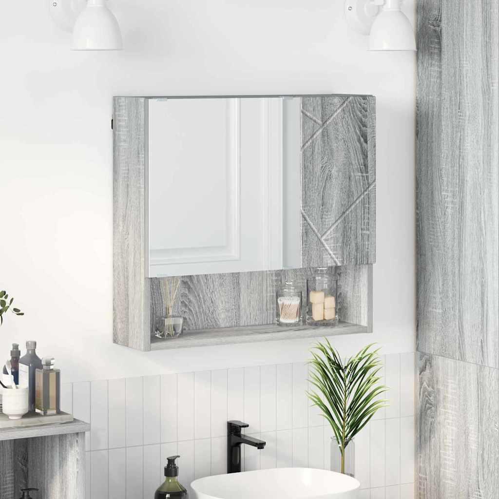 Mobiletto per specchio con porta Grigio Sonoma 59 x 17 x 55 cm