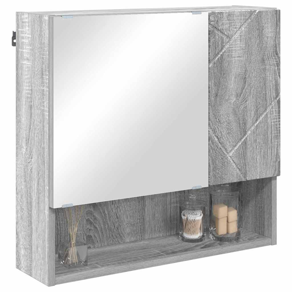 Mobiletto per specchio con porta Grigio Sonoma 59 x 17 x 55 cm