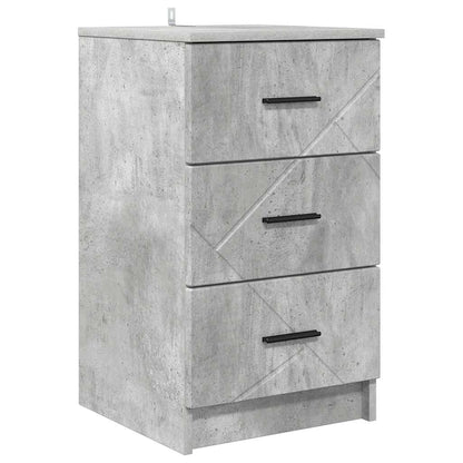 Armadio da Notte con cassetto Grigio cemento 38 x 38 x 66 cm